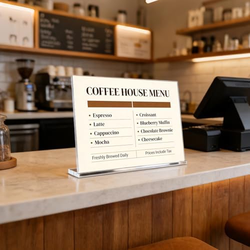 6 Pack 11x8.5 Clear Acrylic Sign Holder Stand, Horizontal Double-Sided Display, Stand By Straight or Tilted, Desktop Picture Frame, Menu Holder, Certificate Frame