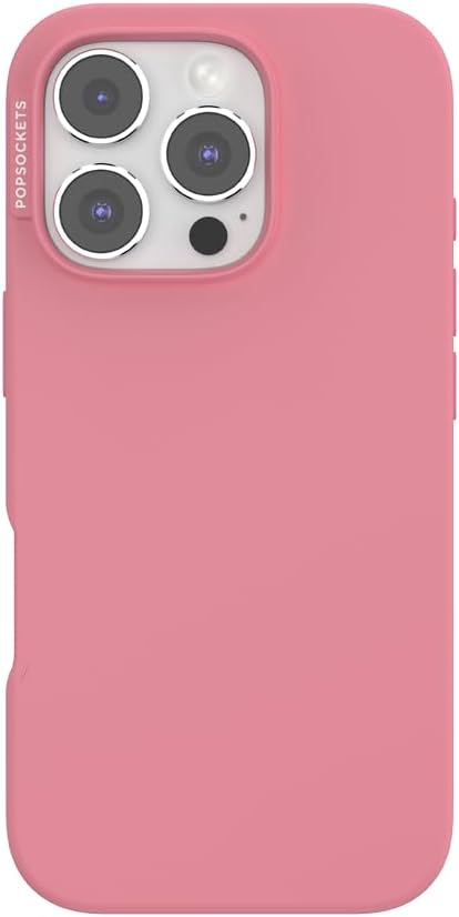 PopSockets iPhone 16 Pro Phone Case with MagSafe- Putty | Magnetic, Wireless Charging, Camera & Drop Protection, Pink, Winter, Snowflake