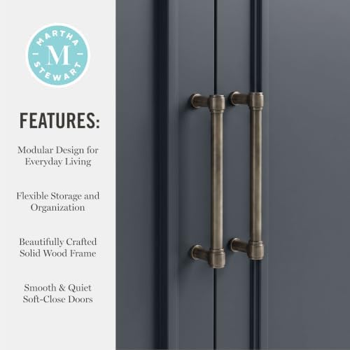 Martha Stewart Lily Pond 4-Piece Modular Cabinet and Hutch, Slate Blue