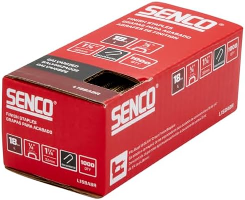 SENCO Collated Medium Wire Staples, Galvanized, 18 GA (L15BABR) 1,000 Box