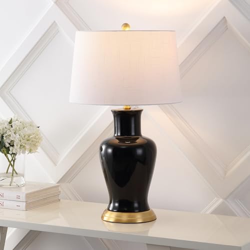 JONATHAN Y Julian Classic Ceramic Urn Metal LED Table Lamp 29", Black