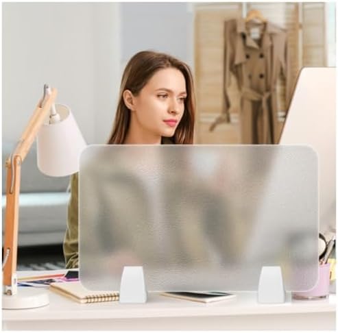 Acrylic Frosted Privacy Screen, Portable Desk Divider Panel for Workstations, Visual Distraction Barrier for Offices & Schools, Clear-B, 100x30cm/39.4x11.8in