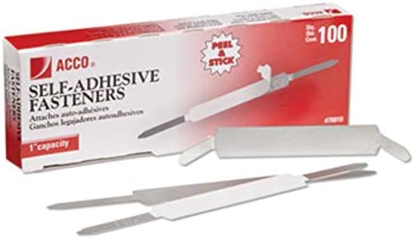 ACCO Brands Self-Adhesive Fasteners, 1" Capacity, Economy, 100 Fasteners/Box (70010)