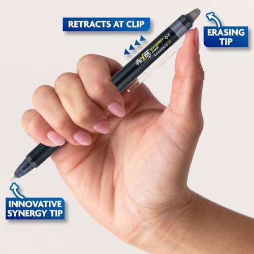 PILOT FriXion Synergy Clicker Erasable, Pack of 8, Black