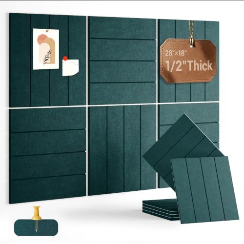 28" x 18" Felt Bulletin Board Tiles 1/2" Thick, Forest Green