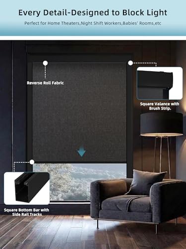 SmartWings Motorized Smart Roller Shades, 100% Blackout Eclipse Anchor Grey