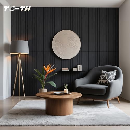 TO-TH Sound Absorbing Panels Wood Grain Acoustic Wall Panel 10 Pack, Smoky