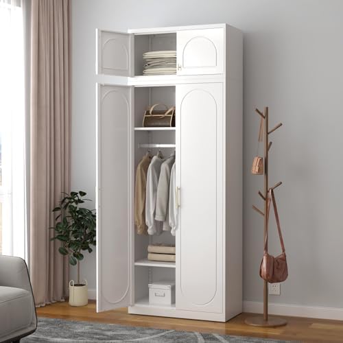 SteeLoong Metal Wardrobe Cabinet,Armoire Wardrobe Closet with Hanging Rod