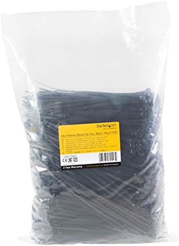StarTech 100-Pack 6"(15cm) Cable Ties, UL Listed, Black, TAA (CBMZT6B)