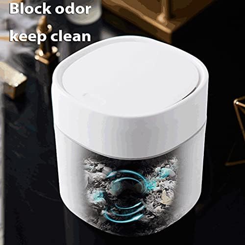 Trash can Plastic Mini Trash Can with Lid Modern Wastebasket for Bathroom Vanity Desktop Tabletop Or Coffee Table- 2 L-Blue/White Wastebasket (Color : Blue B Size : 2 Pack) (Blue B 1 Pack)