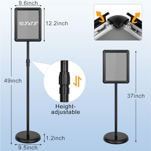 JEAWIWI 1Pcs Sign Holder Stand, 8.5x11 in, Adjustable Rotatable Snap-Open