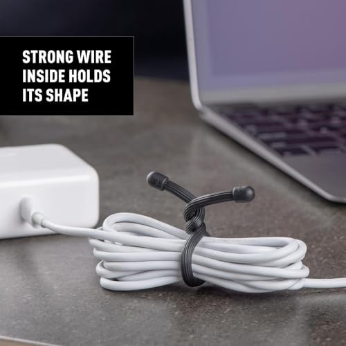 Nite Ize Original Gear Tie - 6-Inch Reusable Rubber Twist Tie - Reusable Gear Ties - Electric Cord Organizers - Twist Ties for Cords - Reusable Zip Ties - Black, 6-Inch, 12 Pack