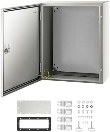 VEVOR NEMA Steel Enclosure, 20 x 16 x 8'' NEMA 4X Steel Electrical Box, IP66 Waterproof & Dustproof, Outdoor/Indoor Electrical Junction Box, with Mounting Plate