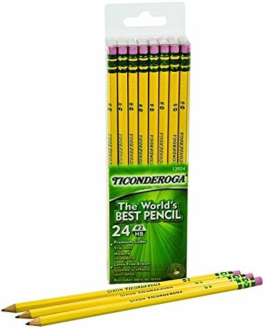 Ticonderoga #2 Pencils, Wood-Cased, 6 24-Count Hang-Tab Boxes, Total 144 Pencils, Yellow (13924) (13924N)