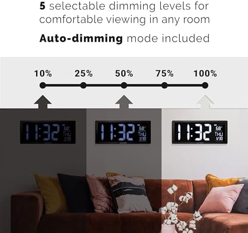 AcuRite Large White LED Digital Clock Inch, 14.5-Inch / White