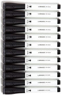 U Brands Fine Tip Dry Erase Markers with Eraser, Whiteboard Markers, Low Odor, Black, Set of 12