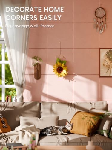 Bumusty 48"x 36" Large Felt Bulletin Board Tiles, Pink