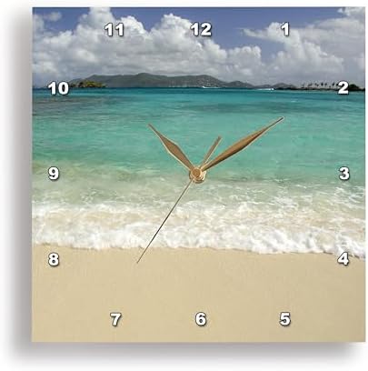 3dRose Wall Clock Silent - 15 inch - USVI, St.Thomas, St. John Bay, Sapphire Beach-CA37 CMI0040 - Cindy Miller Hopkins - Beaches