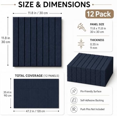 Stripe Felt Bulletin Board Tiles, Cork Board Alternative 48 x 36 in