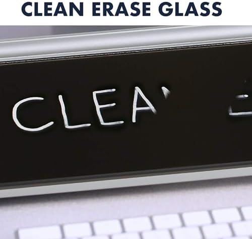 Quartet Glass Dry Erase White Board, Desktop Computer Pad for Notetaking, 18" x 6" Whiteboard, Clean Erase Surface with Storage, 1 Dry Erase Marker, Black Surface (GDP18B)