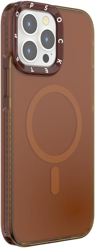 PopSockets iPhone 13 Pro Max Phone Case w/MagSafe- Amber | Magnetic, Wireless Charging, Camera & Drop Protection, Brown, Plain, Cream, Beige, Summer Spring