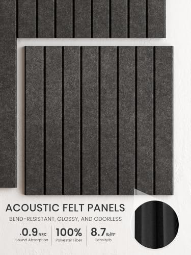 Bumusty 48"x 36" Large Felt Bulletin Board Tiles, Charcoal Gray