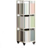 GAMAK Rotating Bookshelf with Brake Wheels Revolving Bookcase 360° Display 3-4tier Floor Standing Bookcase Used in Bedrooms Living Rooms Study Office (Size : Three)