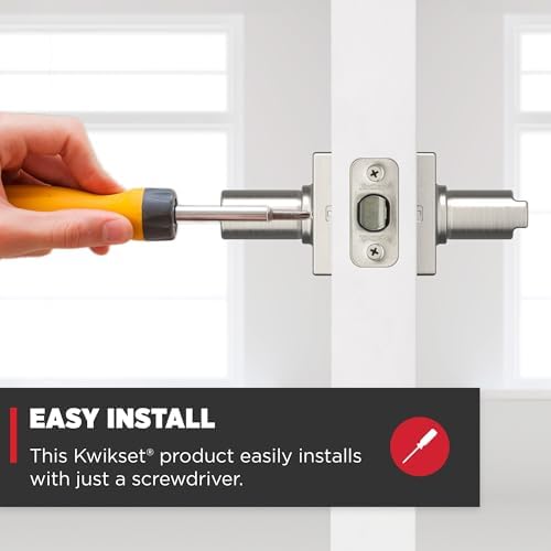 Kwikset Casey Door Handle, Satin Nickel | Interior Privacy Lock | For Bathroom and Bedroom | Reversible | Pack of 6