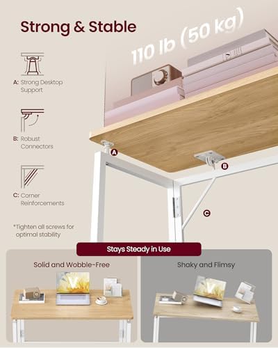 VASAGLE Folding Desk, Small Computer Desk, Foldable Table 31.5 Inch