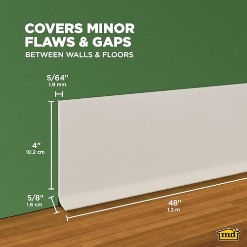 MD Building Vinyl Wall Base, Almond, 4in x 48in, 0.08in Thick