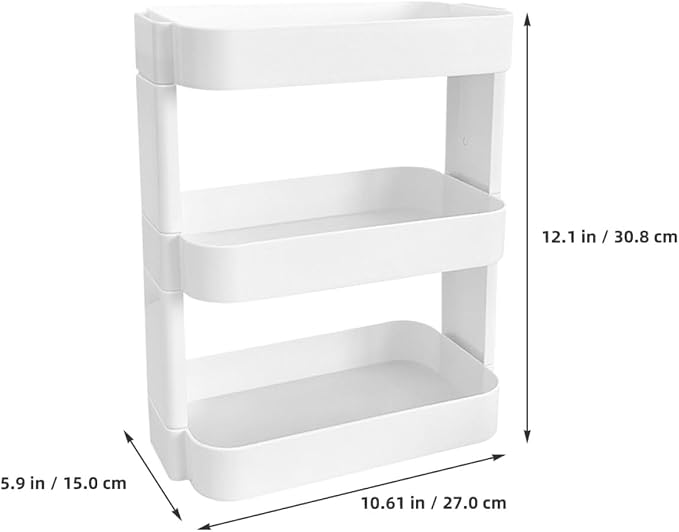 PRETYZOOM 3-Layer White Desktop Storage Rack Removable Organizer for Makeup Stationery Sundries - Multi-Purpose Desktop Shelf for Home Office and School