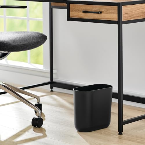 iDesign Small Slim Plastic Bathroom Trash Can, 2-Pack, Black