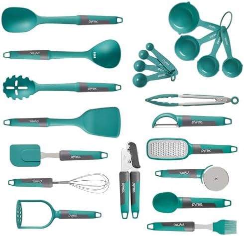 Pyrex 22-Piece Kitchen Cooking Utensils Set, Nonstick Cooking Gadgets