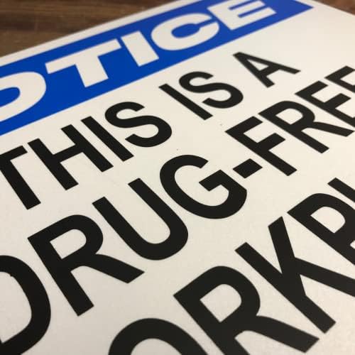 TRADESAFE This is a Drug Free Workplace Sign - Business Sign, Office Sign, Quick Install Aluminum Safety Sign, Light Reflective, UV-Resistant, Waterproof Signs for Business, 14” X 10” No Drugs Sign