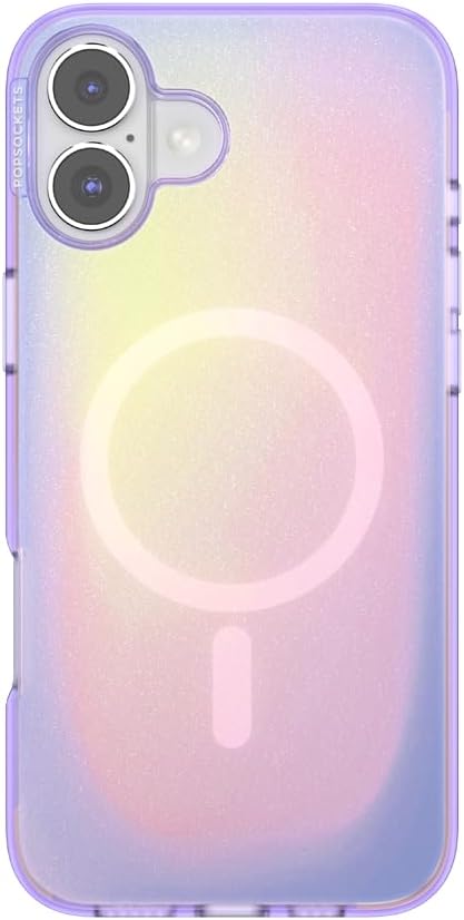 PopSockets iPhone 16 Plus Phone Case with MagSafe- Aura | Magnetic, Wireless Charging, Camera & Drop Protection, Purple, Aura, Electronic Accessories, For iPad/Kindle/iPhone/Android