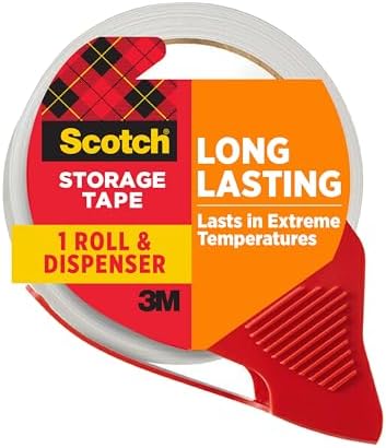 Scotch Long Lasting Storage Shipping Packaging Tape, 1.88" x 38.2 yd, 1 Roll with Dispenser (3650S-RD-ESF)
