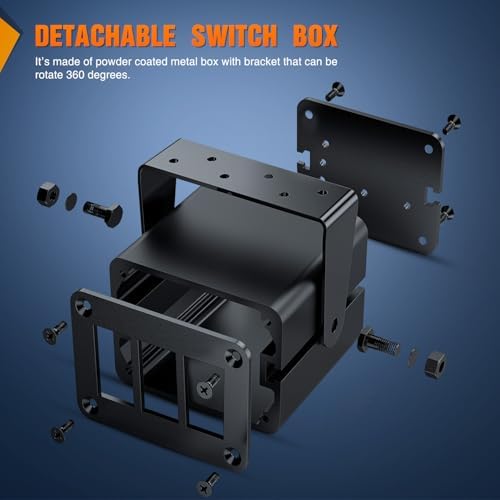 Nilight 3 Gang Rocker Switch Box Detachable Housing 3 Holes Aluminum Panel