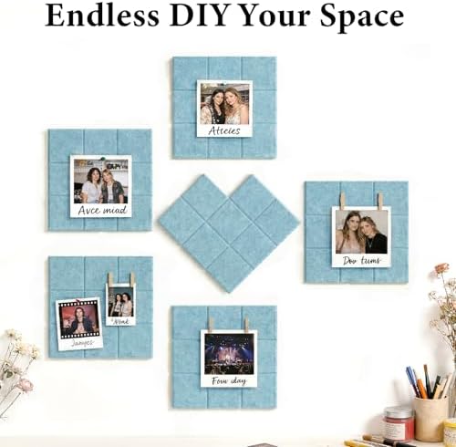 Large Felt Bulletin Board for Walls: 12-Pack Black Cork Board Alternative 11.8x11.8 Inch Peel and Stick Pin Board Wall Decor for Home Organization, Office Memo Board, Self-Adhesive Wall Tiles