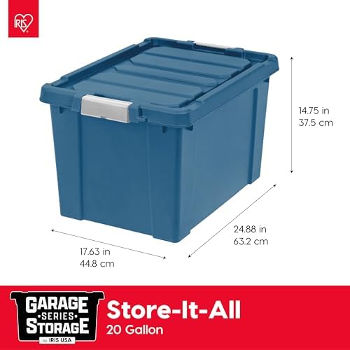 IRIS USA 4-Pack 19 Gal Heavy Duty Lockable Storage Totes with lids, Navy