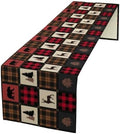 Rustic Bear Table Runner, Vintage Cottage Country Style Pine Tree Elk Wildlife Dinner Runner for Home Kitchen Dining Table Decoration 13"x108"