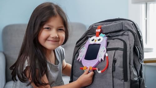 Boogie Board Sketch Pals Owl 4” LCD Writing Tablet for Kids – Reusable Mess-Free Drawing Pad with Tethered Stylus – Clip-On Travel Doodle Board Toy – Ages 3+