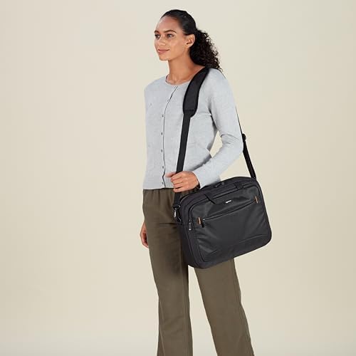 Amazon Basics Laptop Carrying Case with Shoulder Strap and Handle, Large Capacity, Black, 15.6 in (Pack of 6)