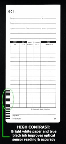 Compumatic E7 Time Cards for Lathem 7000E & 7500E Calculating Clocks 400ct