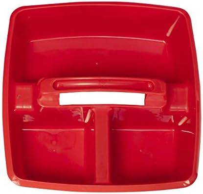 Storex 3-Compartment Small Caddy – Multipurpose Classroom Organizer with Handle, Red, 5-Pack (00949U06C)