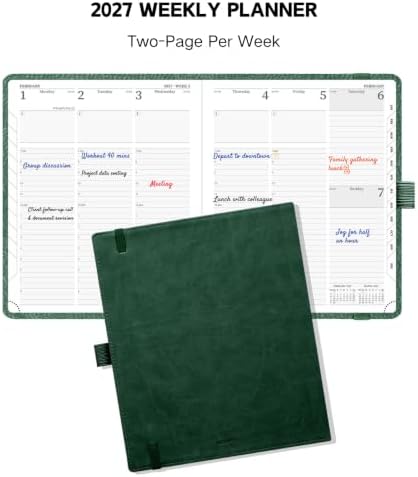 2027 Calendar Book, 10.25" x 8.25", PU Leather Softcover Planner