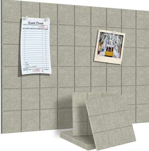 Large Cork Board for Walls 36" x 24", 6 Pack Felt Wall Tiles with Push Pins for Office Home, Pin Board Bulletin Board for Photo Pictures, Sage