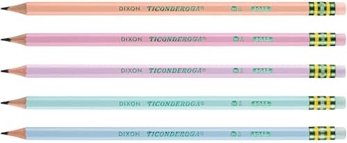 Ticonderoga Wood-Cased Pencils, Pre-Sharpened, #2 HB Soft, Pastel Colors | 10 Count. Ideal for writing, drawing, schoolwork, classrooms and office use
