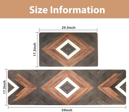Western Aztec Kitchen Rugs Black Kitchen Mats for Floor Aztec Farmhouse Decor Comfort Standing Mat for Sink, Stove, Desk, Laundry, 17"x30"+17"x59"
