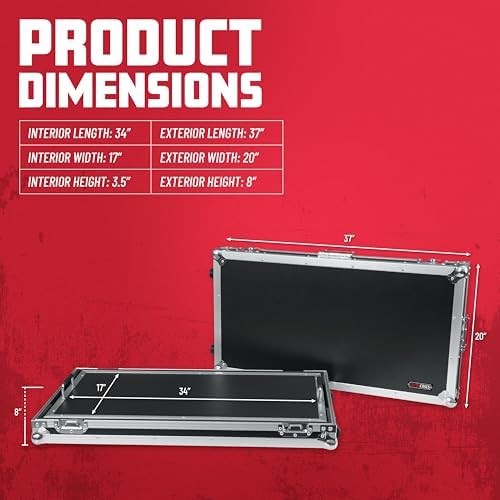 Gator Cases G-TOUR Series Guitar Pedal Board with ATA Road Case-with Wheels and Pull Handle, XL: 32" x 17" (G-TOUR PEDALBOARD-XLGW)