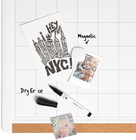 U Brands Magnetic Dry Erase Calendar White Board, 16" x 20", White Pin-It Frame, Includes Marker and Magnet